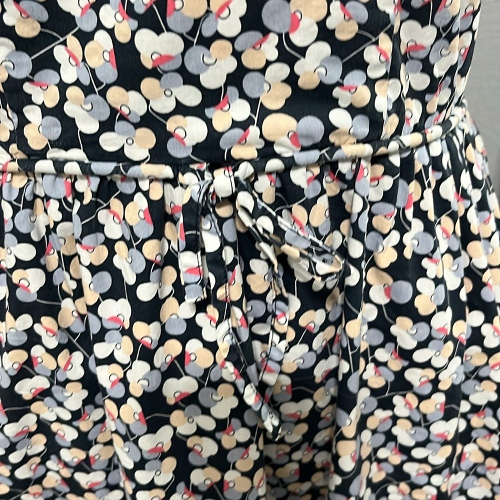 1901 Women's Size 6 Sleeveless Poplin Navy Floral Dress - Picture 5 of 13